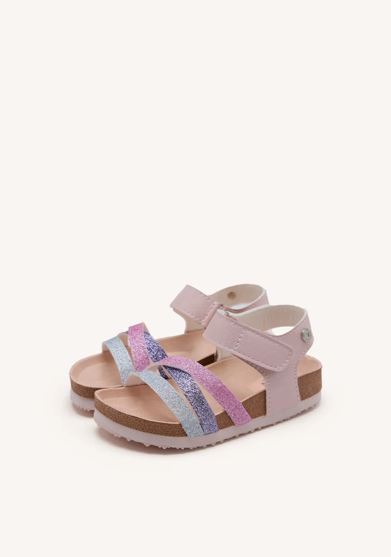 BIO PINK GLITTER SOLE FLIP-FLOPS WITH CROSS STRAPS FOR GIRL AND BOY CAROLINA