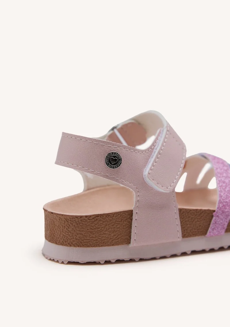 BIO PINK GLITTER SOLE FLIP-FLOPS WITH CROSS STRAPS FOR GIRL AND BOY CAROLINA