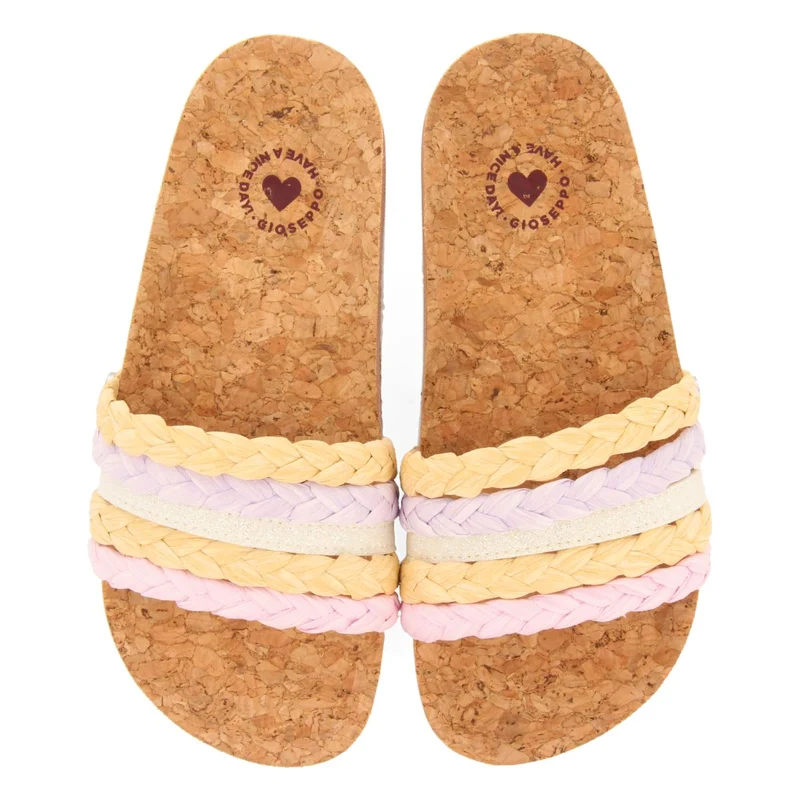 BIO MULTICOLOR SOLE FLIP-FLOPS WITH RAFFIA BRAIDING AND GLITTER DETAILS FOR GIRLS AND BOYS KATUND