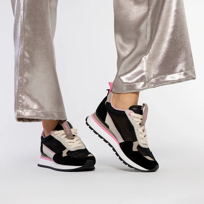 BLACK MESH SNEAKERS FOR WOMEN VAMO