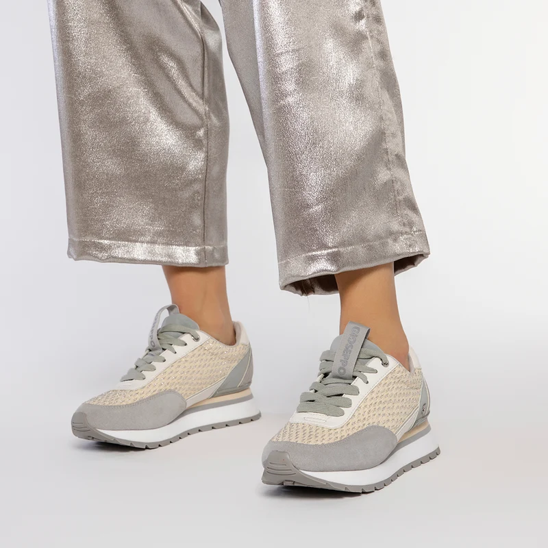 SILVER SNEAKERS WITH BRAIDED DETAILS FOR WOMEN GAGGI