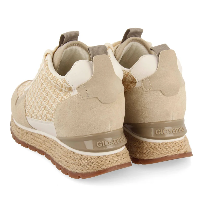 BEIGE SNEAKERS WITH INTERNAL WEDGE AND GEOMETRIC PRINT FOR WOMEN PUKE
