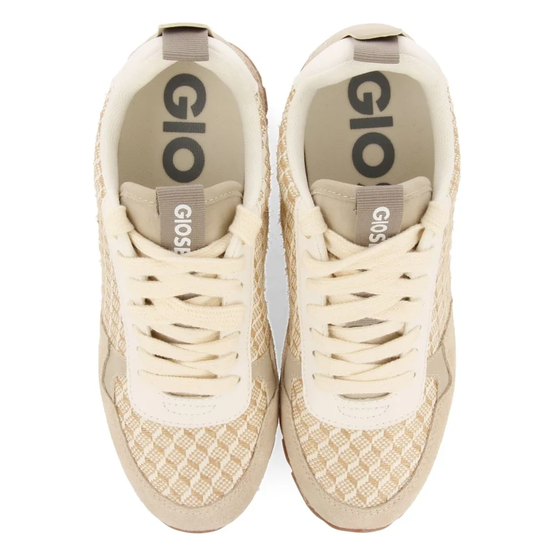 BEIGE SNEAKERS WITH INTERNAL WEDGE AND GEOMETRIC PRINT FOR WOMEN PUKE