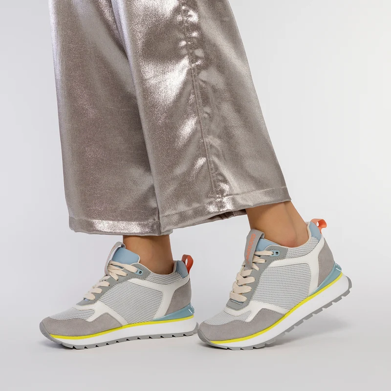 WHITE SNEAKERS WITH INTERNAL WEDGE AND MULTICOLOR DETAILS FOR WOMEN RANDAZZO