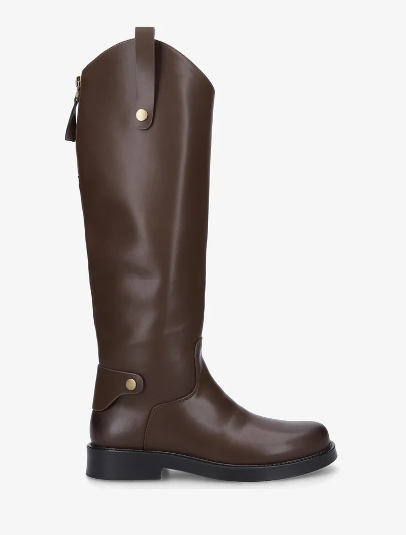 Bottes en simili à bout rond - Marron