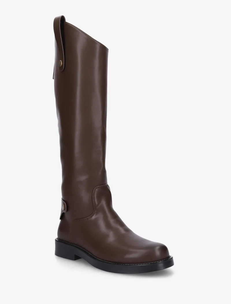Bottes en simili à bout rond - Marron