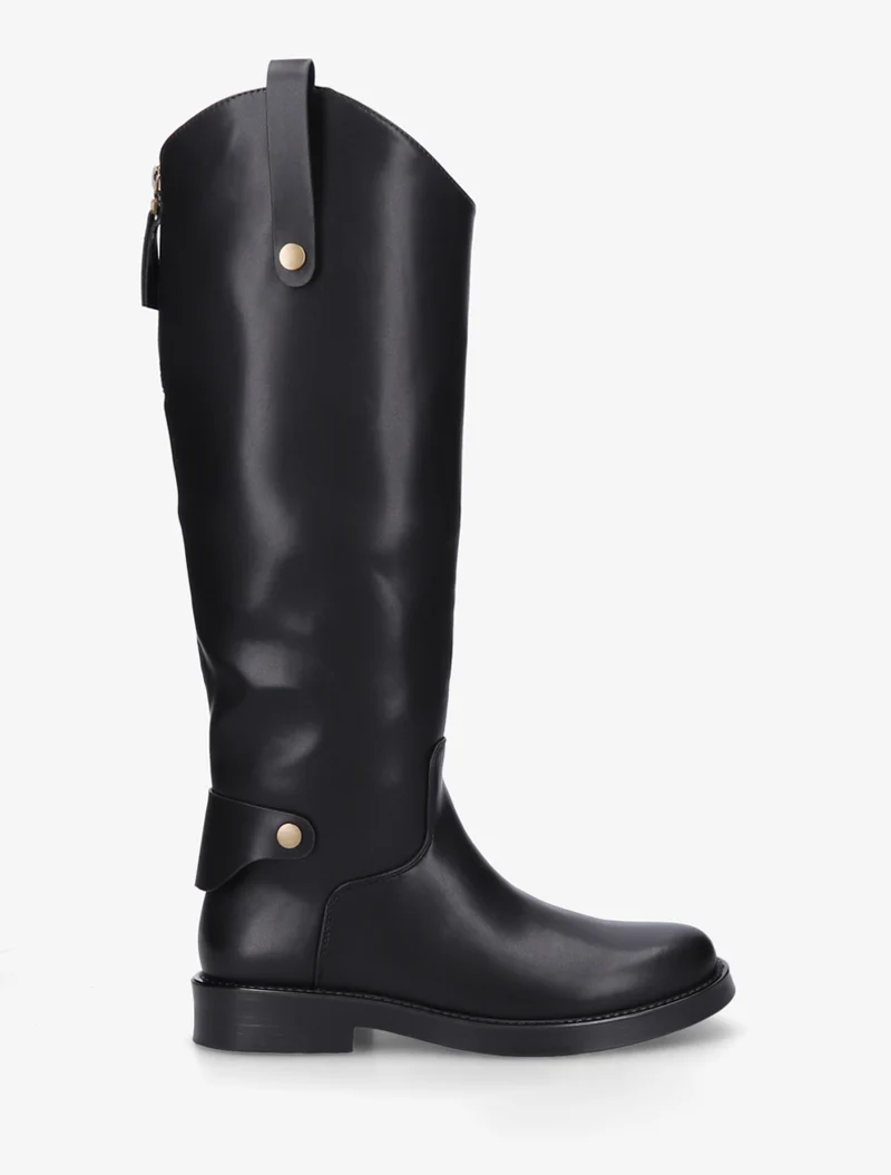 Bottes en simili à bout rond - Noir