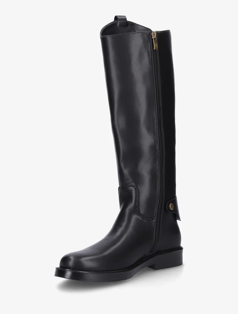 Bottes en simili à bout rond - Noir