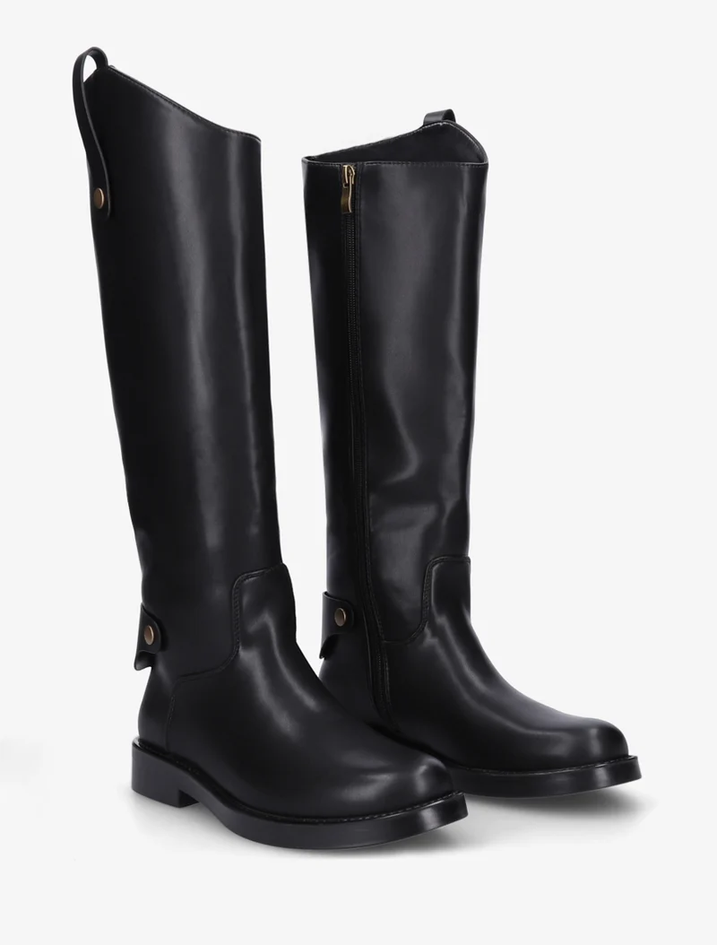 Bottes en simili à bout rond - Noir