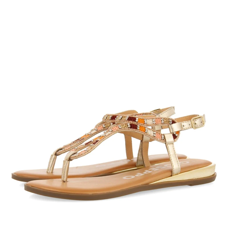 GOLDEN SANDALS WITH MULTICOLOR STONES FOR WOMEN NYSSA