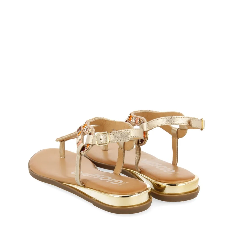 GOLDEN SANDALS WITH MULTICOLOR STONES FOR WOMEN NYSSA