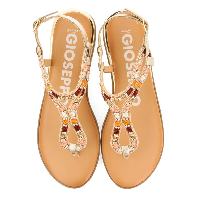 GOLDEN SANDALS WITH MULTICOLOR STONES FOR WOMEN NYSSA