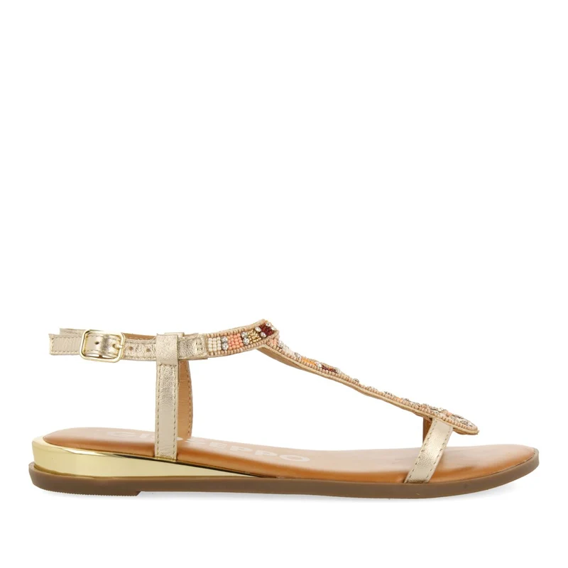 GOLDEN SANDALS WITH MULTICOLOR STONES FOR WOMEN MULION