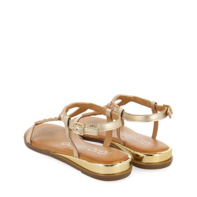 GOLDEN SANDALS WITH MULTICOLOR STONES FOR WOMEN MULION