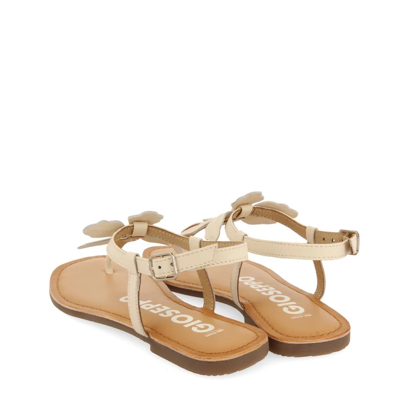 OFF-WHITE LEATHER SANDALS WITH FLOWER EMBELLISHMENT FOR WOMEN VELCAN