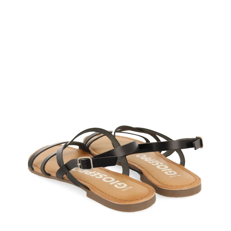 BLACK LEATHER SANDALS WITH THIN STRAPS FOR WOMEN DANIA