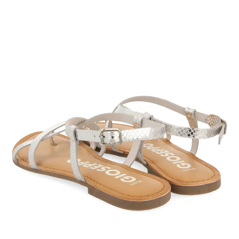 SILVER LEATHER SANDALS WITH THIN STRAPS FOR WOMEN COURSAN