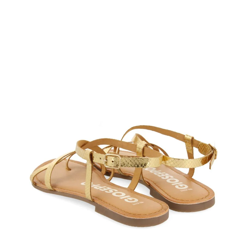 GOLDEN LEATHER SANDALS WITH THIN STRAPS FOR WOMEN COURSAN