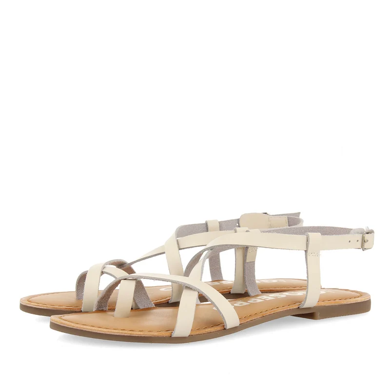 OFF-WHITE LEATHER SANDALS WITH THIN STRAPS FOR WOMEN COURSAN