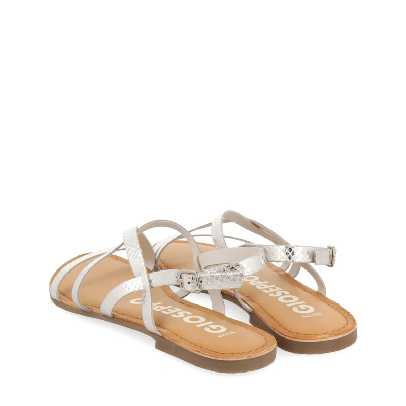 SILVER LEATHER SANDALS WITH THIN STRAPS FOR WOMEN DANIA