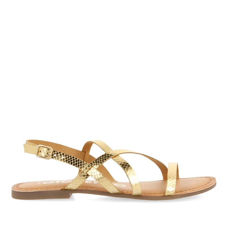 GOLDEN LEATHER SANDALS WITH THIN STRAPS FOR WOMEN DANIA