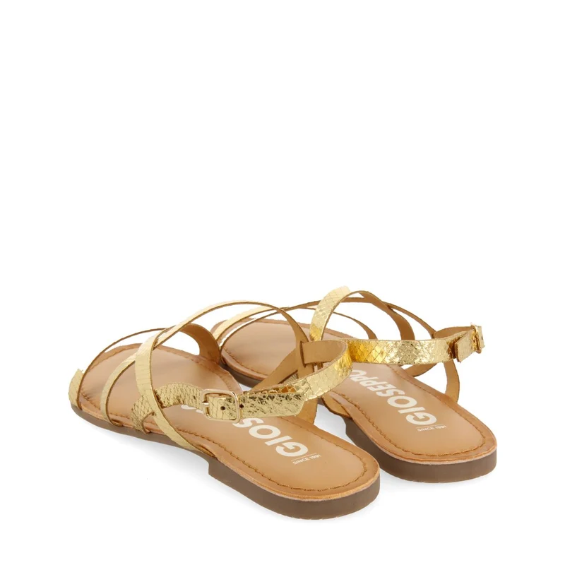 GOLDEN LEATHER SANDALS WITH THIN STRAPS FOR WOMEN DANIA