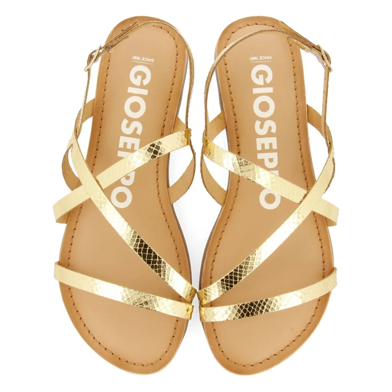 GOLDEN LEATHER SANDALS WITH THIN STRAPS FOR WOMEN DANIA