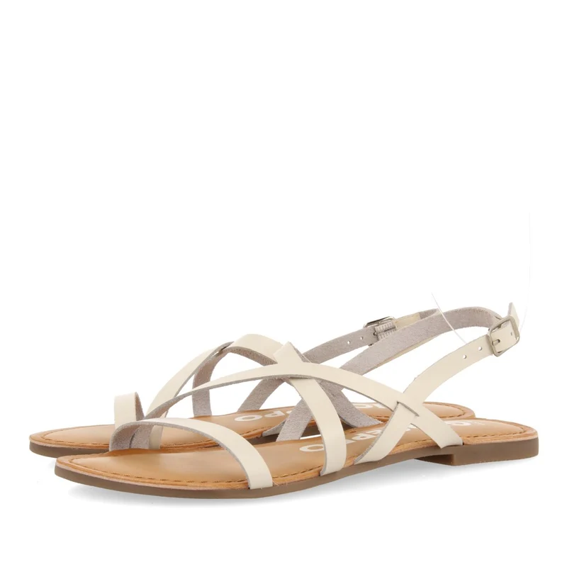 OFF-WHITE LEATHER SANDALS WITH THIN STRAPS FOR WOMEN DANIA