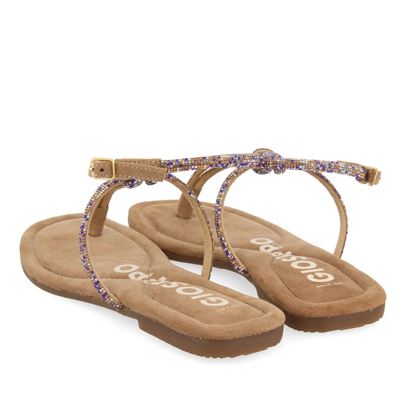 TAUPE LEATHER SANDALS WITH STRAPS AND EMBELLISHMENTS FOR WOMEN SEFFNER