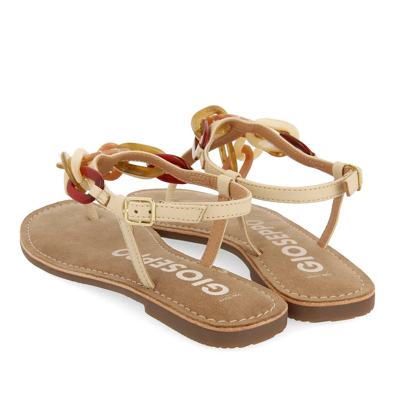 OFF-WHITE LEATHER SANDALS WITH MULTICOLOR LINK DETAIL FOR WOMEN MEDLEY