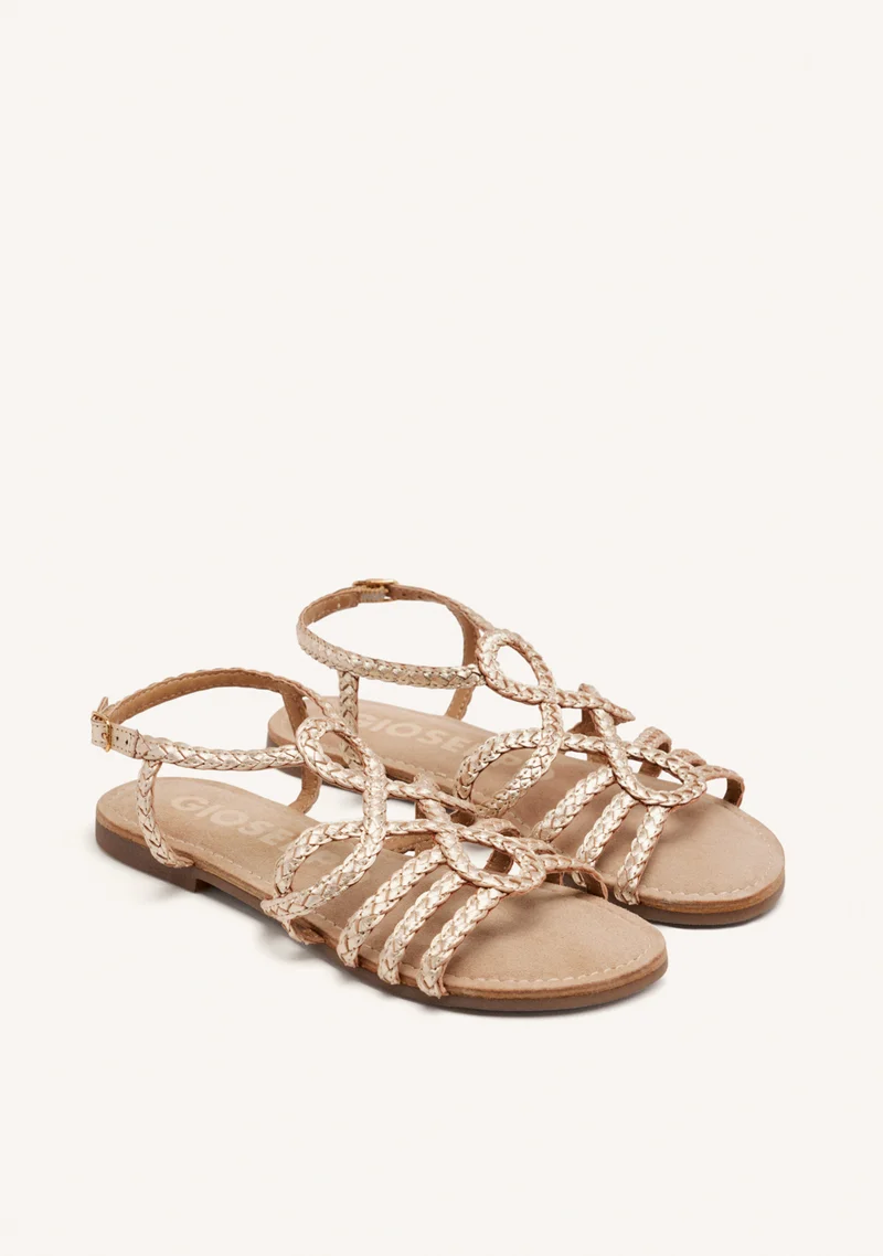 GOLDEN BRAIDED LEATHER SANDALS FOR WOMEN YAKIMA