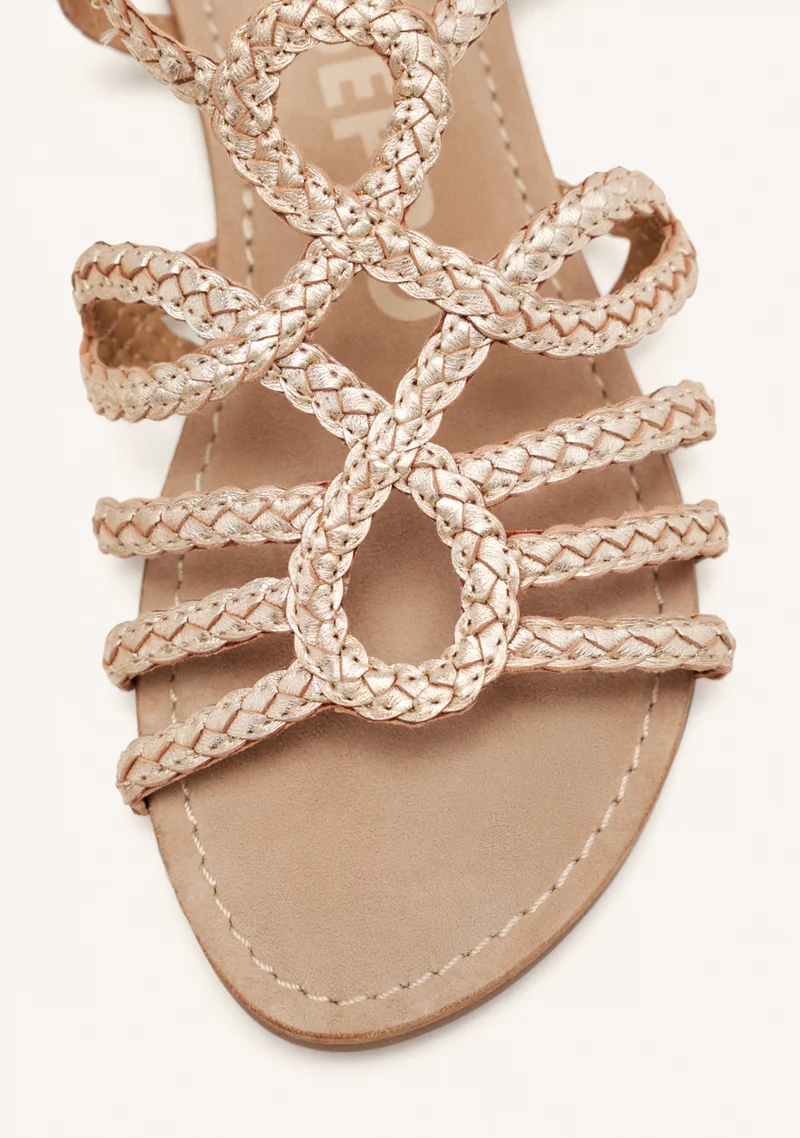 GOLDEN BRAIDED LEATHER SANDALS FOR WOMEN YAKIMA