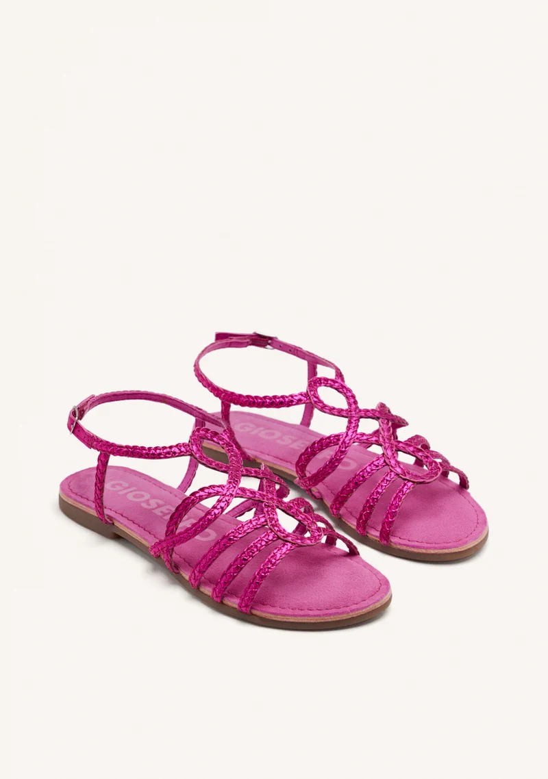 FUCHSIA BRAIDED LEATHER SANDALS FOR WOMEN YAKIMA