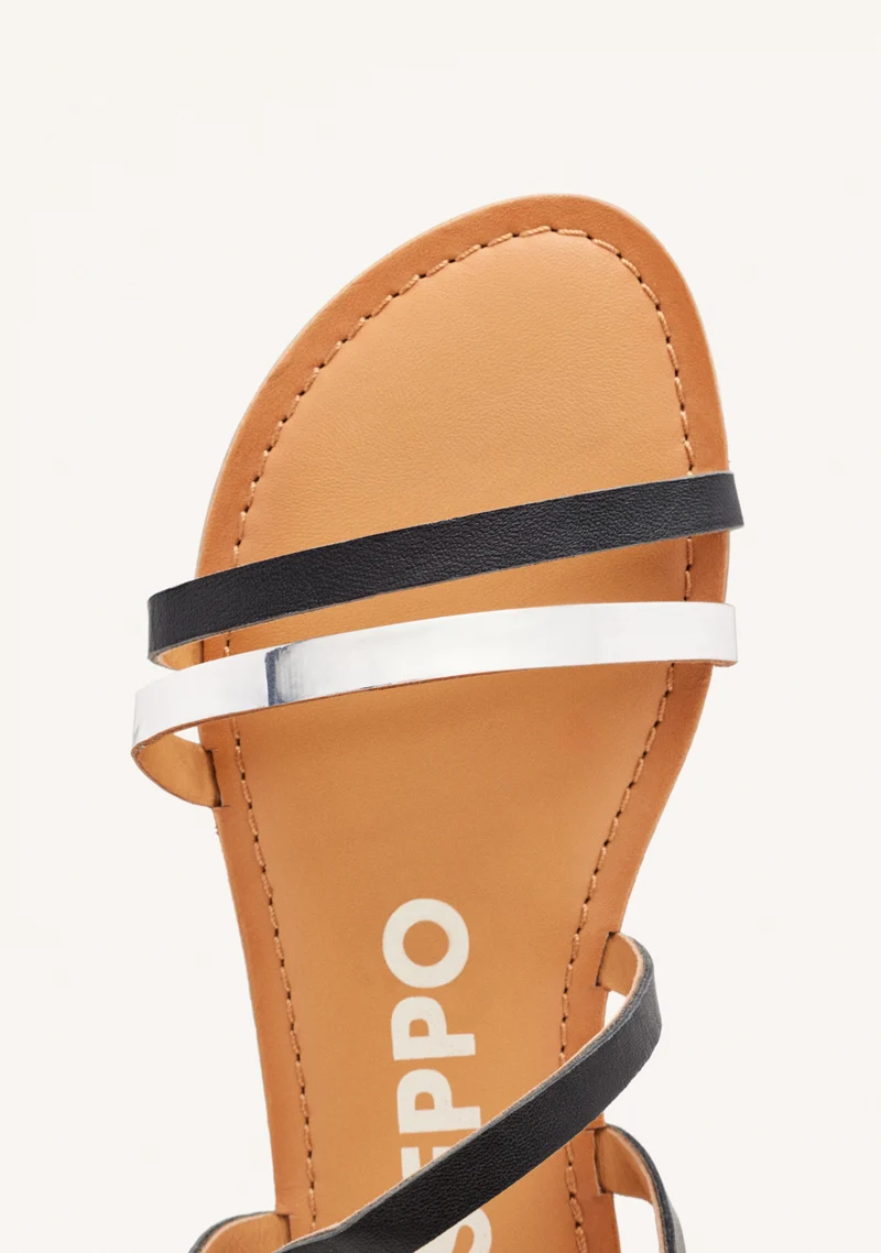 BICOLOUR LEATHER SANDALS BARGEME