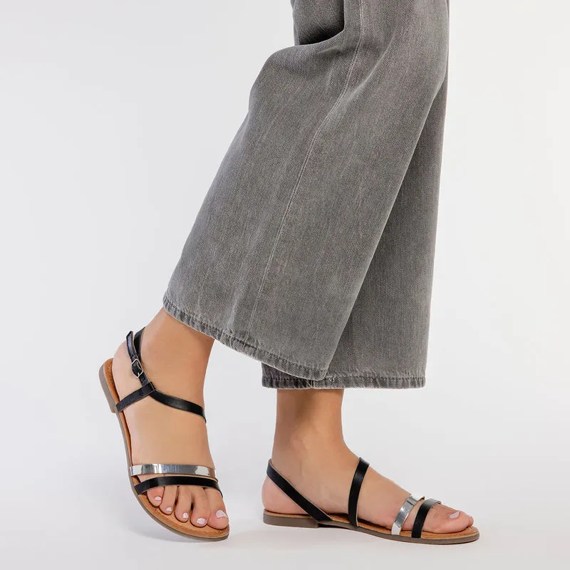 BICOLOUR LEATHER SANDALS BARGEME