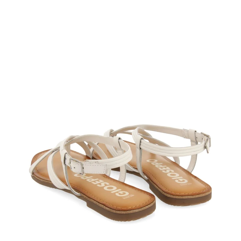 WHITE LEATHER CROSS STRAP SANDALS FOR WOMEN FUNARE