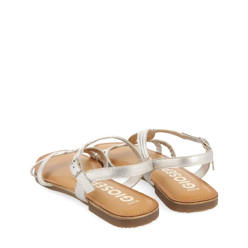 SILVER LEATHER CROSS STRAP SANDALS FOR WOMEN ELBASAN