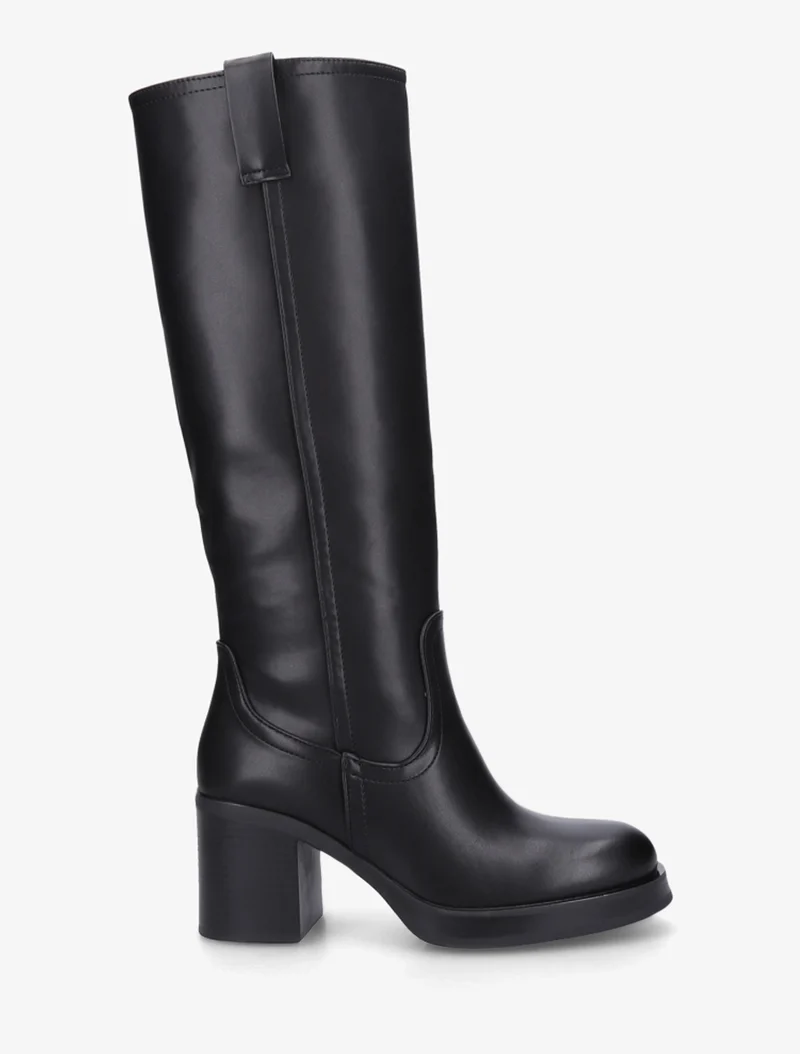 Bottes en simili à talon carré - Noir