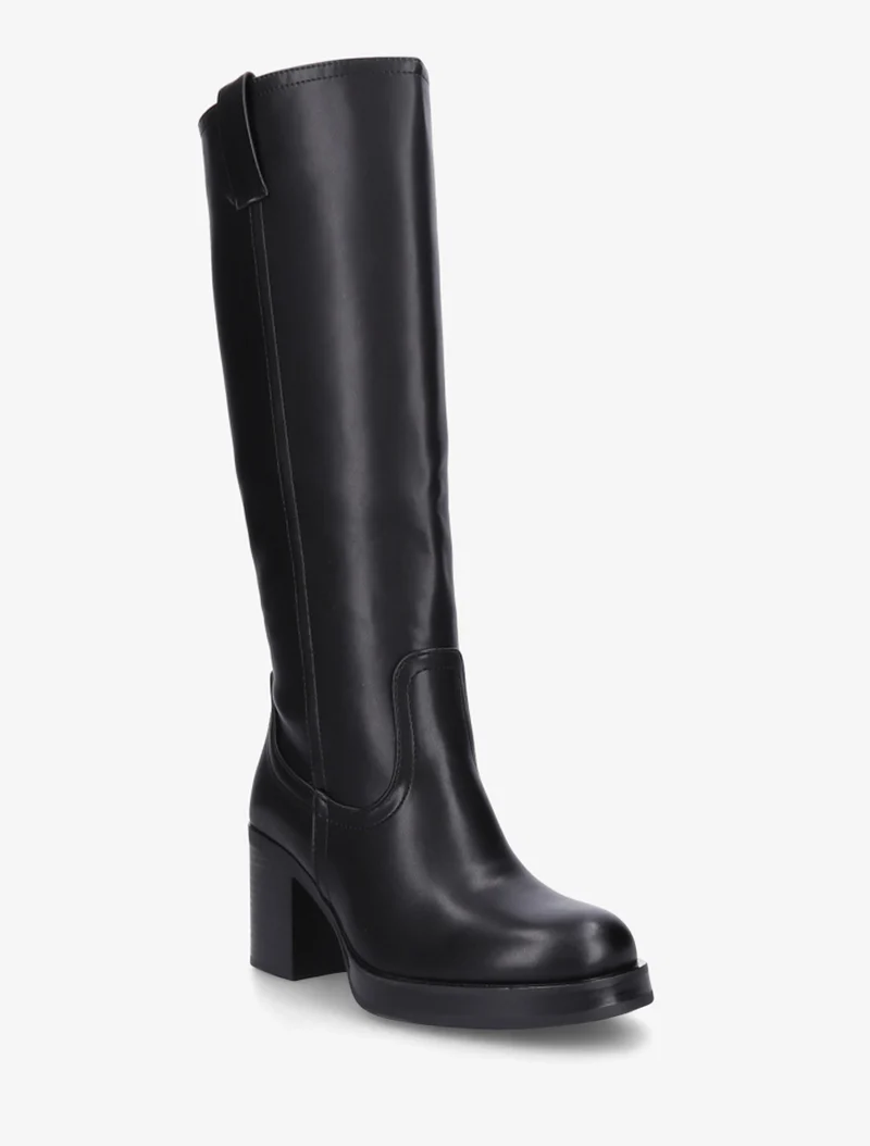 Bottes en simili à talon carré - Noir