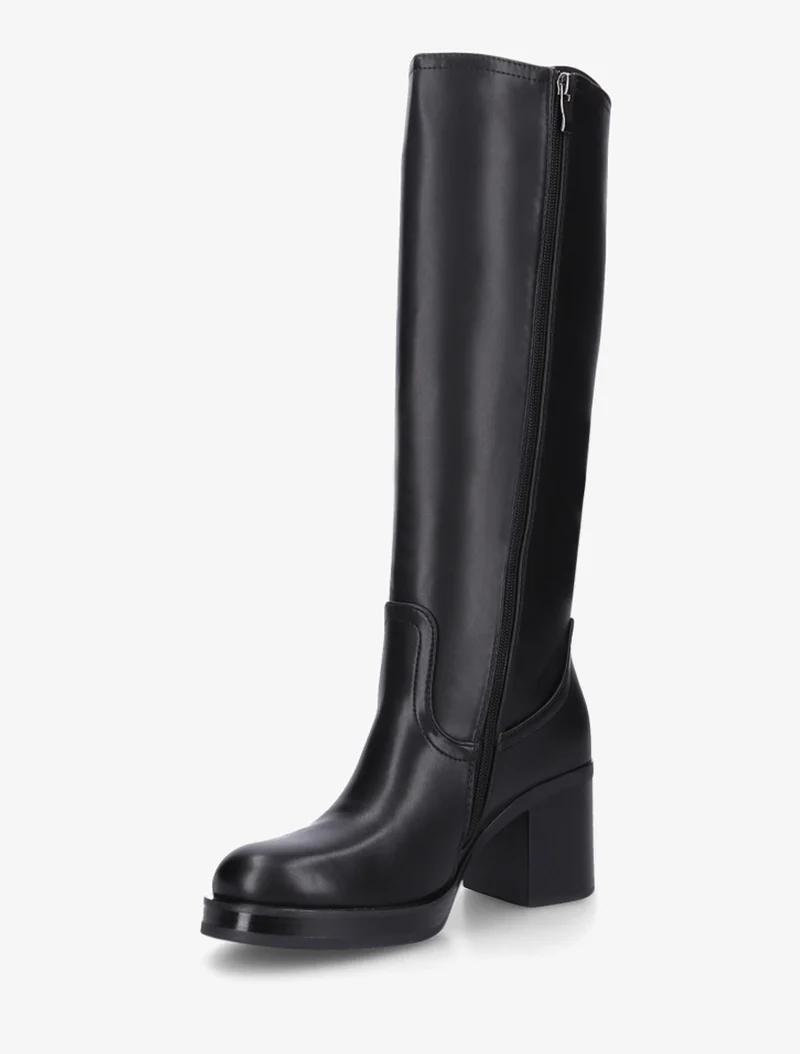 Bottes en simili à talon carré - Noir
