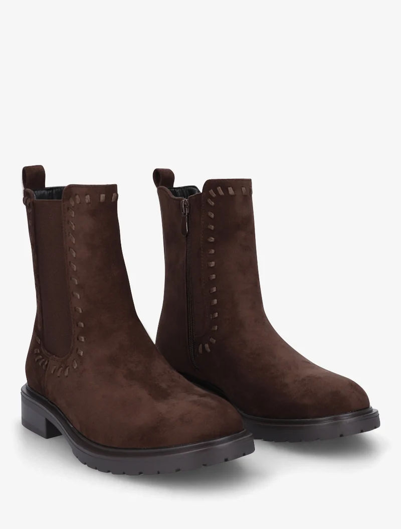 Bottines élastiquées en suédine - Chocolat