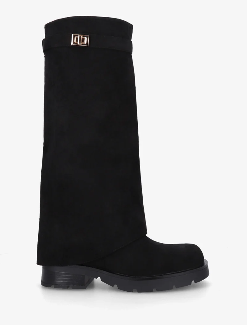 Bottes renversées en suédine - Noir