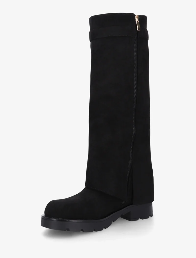 Bottes renversées en suédine - Noir