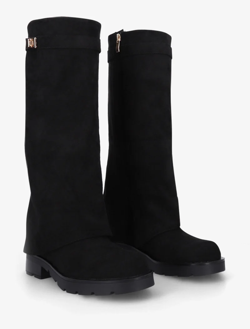 Bottes renversées en suédine - Noir