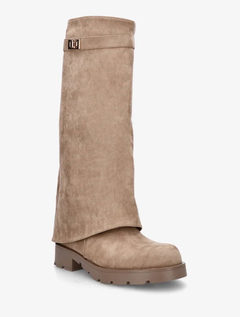 Bottes renversées en suédine - Taupe