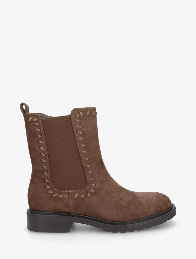 Bottines élastiquées en suédine - Marron