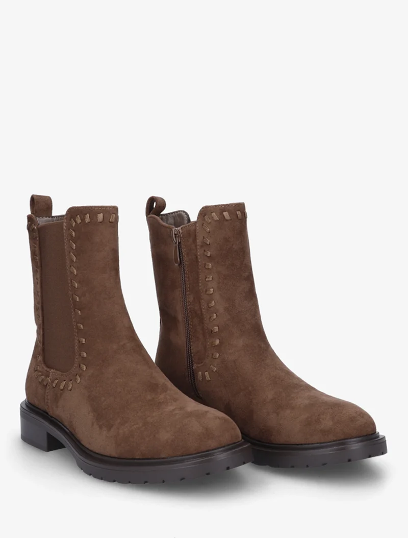 Bottines élastiquées en suédine - Marron
