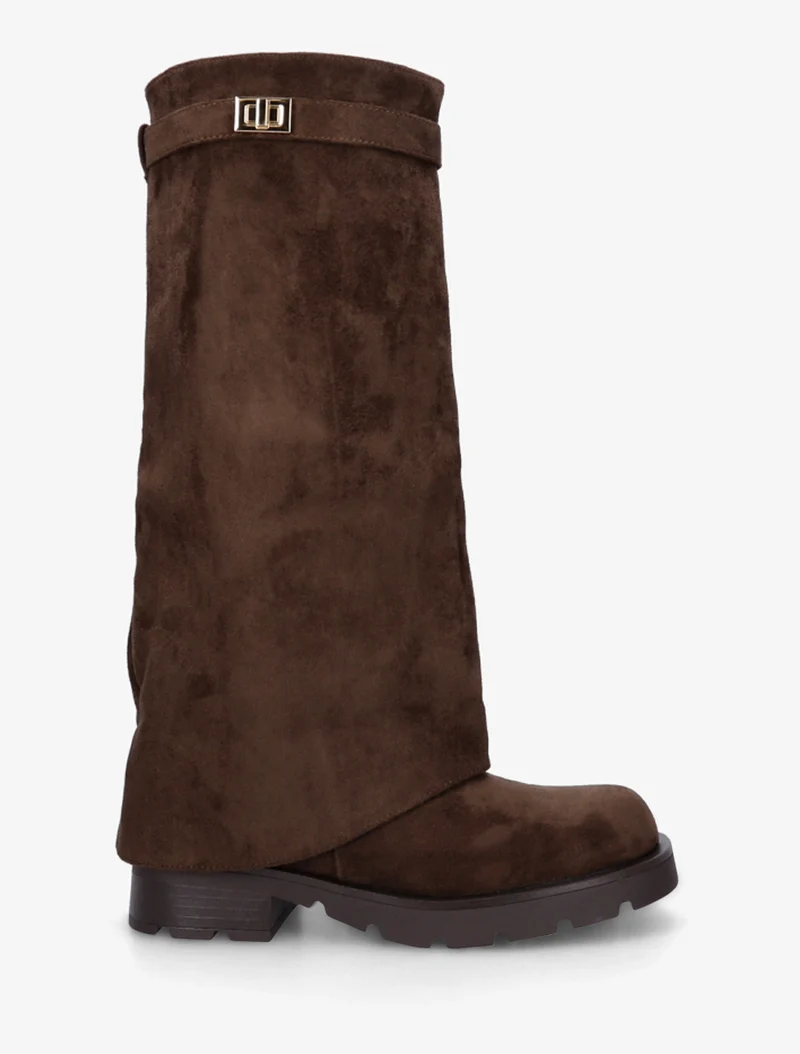 Bottes renversées en suédine - Marron