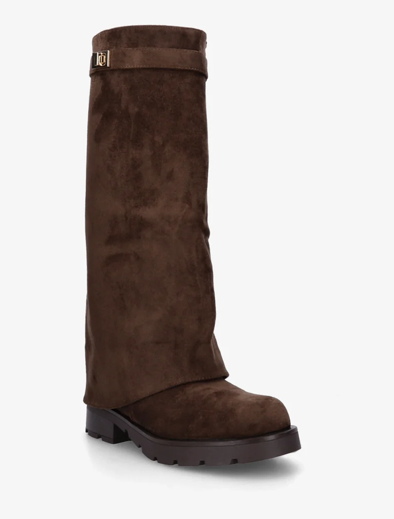 Bottes renversées en suédine - Marron