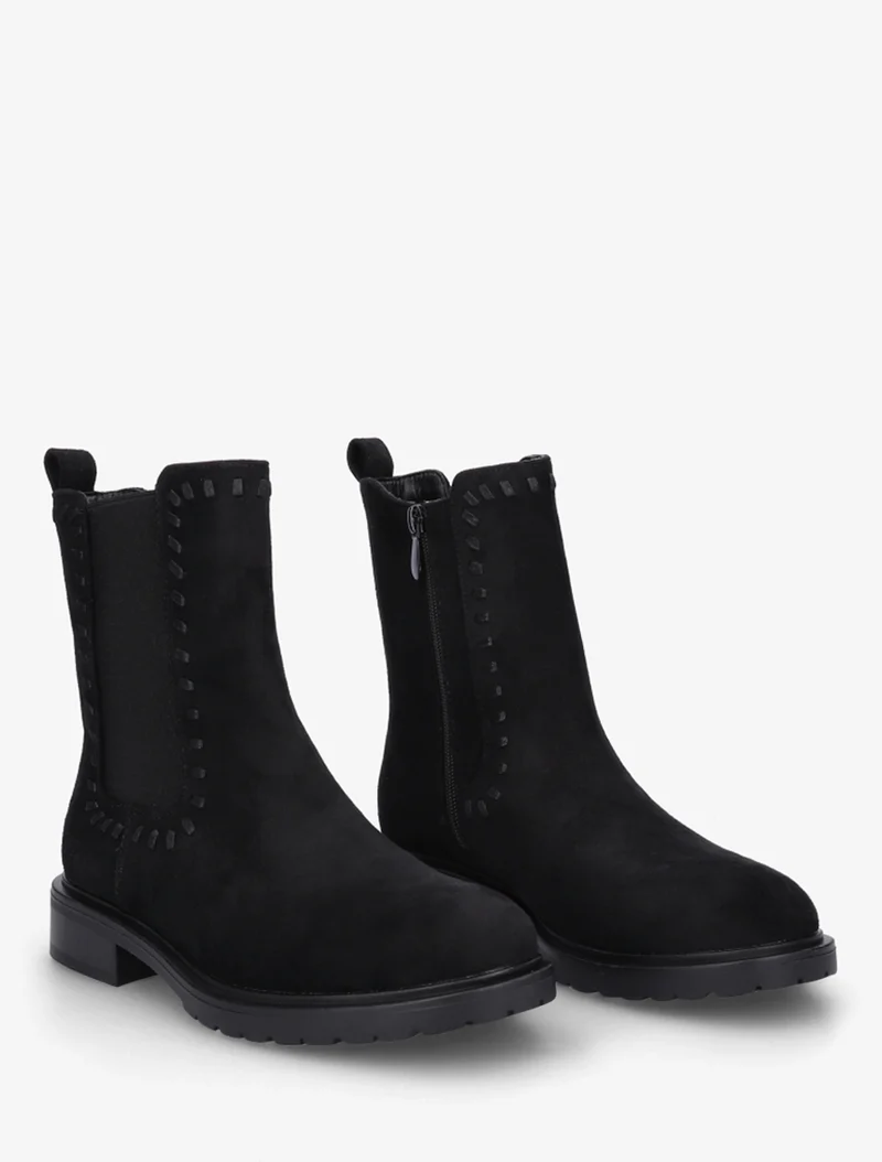 Bottines élastiquées en suédine - Noir